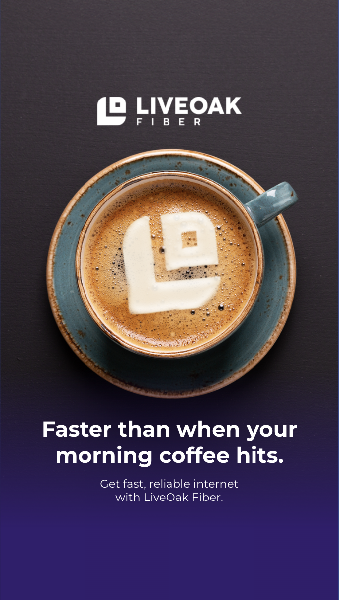 LiveOak Fiber creative: Coffee story ad